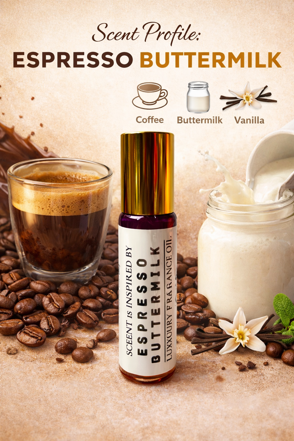 Espresso Buttermilk Perfume Oil - 10ml Tangy Midnight Crave gourmet