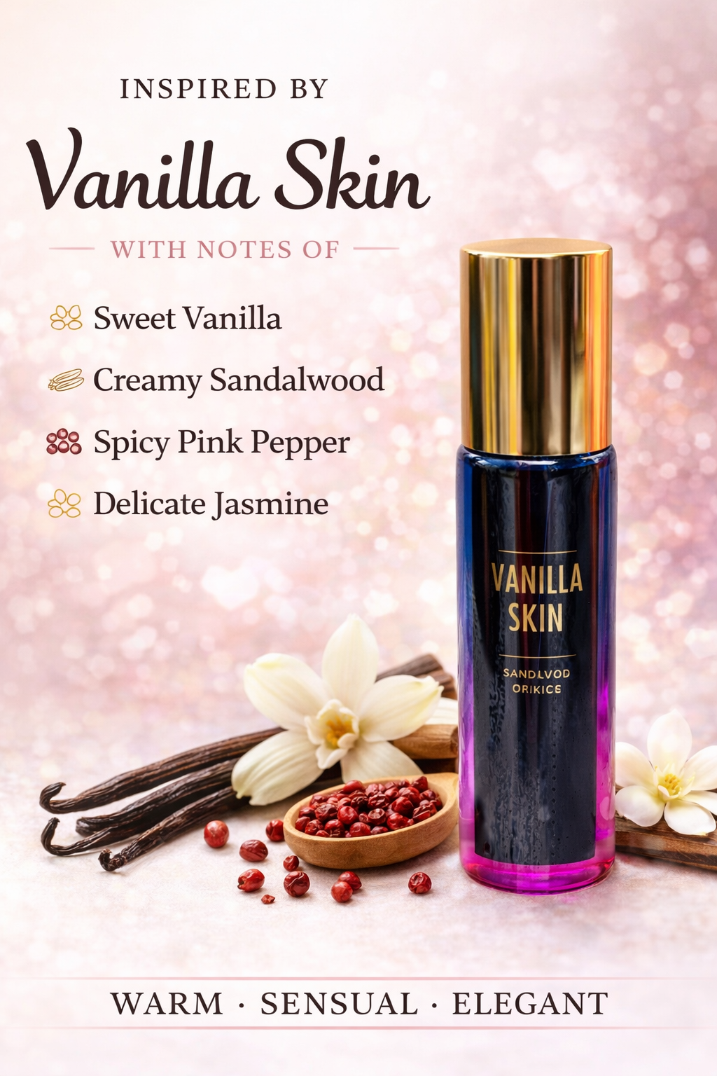 Vanilla Skin Perfume Oil 10mL Roll-On | Sweet Warm Vanilla
