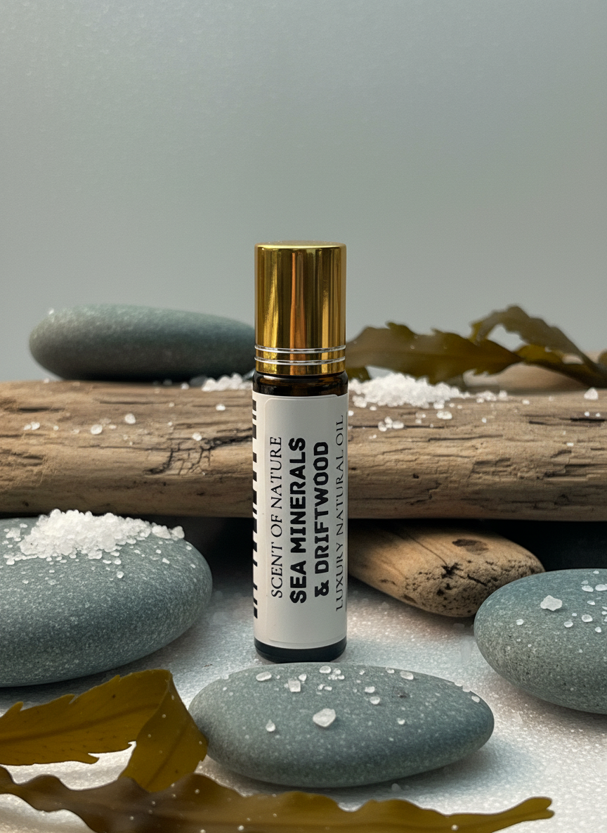 Scent of Nature Sea Minerals &amp; Driftwood – Luxury Perfume Oil – Fresh, Coastal, and Calmly Grounding