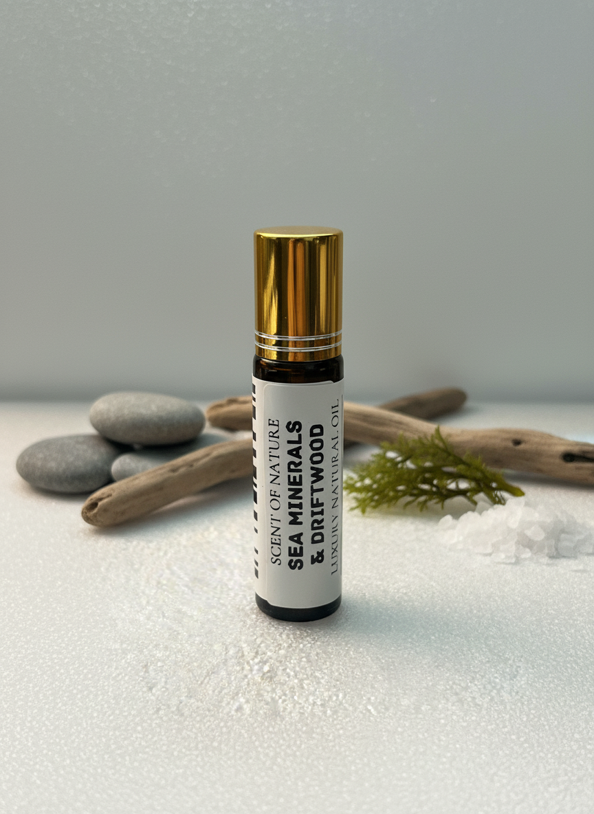 Scent of Nature Sea Minerals &amp; Driftwood – Luxury Perfume Oil – Fresh, Coastal, and Calmly Grounding