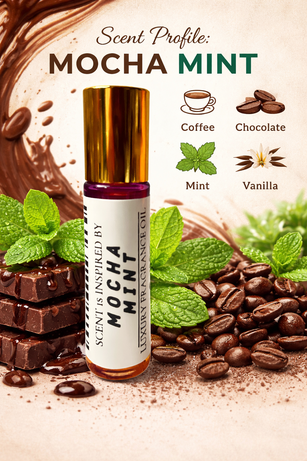 Mocha Mint Perfume Oil - 10ml Cozy Coffee & Fresh Mint Elixir