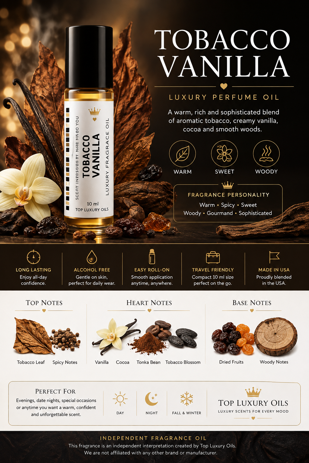 Tobacco Vanilla PERFUME Oil – Warm, Spiced, and Sumptuously Addictive