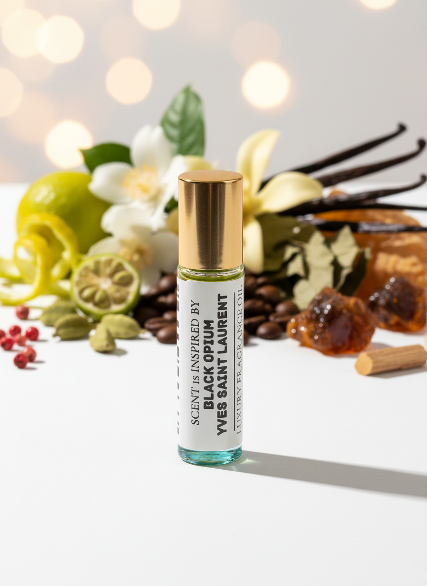 BLACK OPIUM Intoxicating Dark Amber & Coffee Floral Perfume Oil Unisex – Roll-On