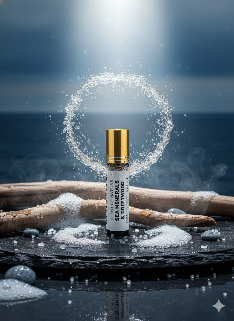 Scent of Nature Sea Minerals &amp; Driftwood – Luxury Perfume Oil – Fresh, Coastal, and Calmly Grounding
